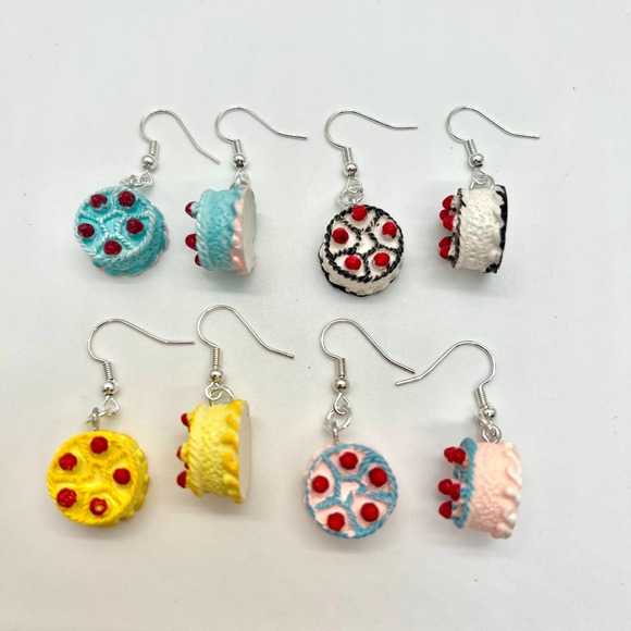 Handmade Jewelry - Birthday Cake Earrings - Party Earrings - Cake Accessories - Baker Earrings